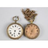 Two Brass Cased Open Faced Pocket Watches, Dial Inscribed Superior Railway Timekeeper