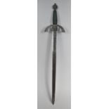 A Spanish Toledo Sword with Engraved Blade and Wired Handle, Inscribed Toledo, 76cms Long