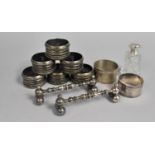A Collection of Silver Plated and Silver Items to Comprise Napkin Rings, Small Silver Topped Glass