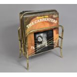 A Vintage Metal Magazine Rack containing Various 12" Records to include The Carpenters, Compilations