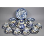 A Collection of Blue and White Transfer Printed Willow Pattern China to Comprise Plates, Bowls,