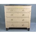 A 19th Century Painted Wooden Chest of Two Short and Three Long Drawers, 122x51x125cm high