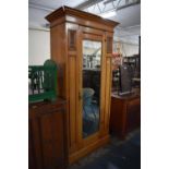 An Art Nouveau Satinwood Mirror Fronted Single Wardrobe, 103cm wide