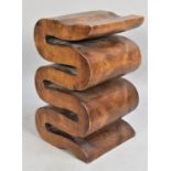 A Heavy Indonesian Hardwood Stool of Snake Form, 49cm high