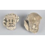 A Pair of Miniature Carved Stone Busts, 5cms High