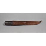 An Unusual Continental Horn Handled Hunting Knife, Blade and Handle Inscribed by The Owner and Dated