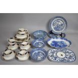 A Collection of Blue and White Transfer Printed China to Comprise Willow Pattern Plates and Bowls