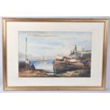 A Framed Watercolour by S Prout, On the Thames, 41x26cm