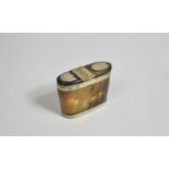 A 19th Century Silver Plate and Horn Snuff Box of Boat Shape, 7.5cms Wide