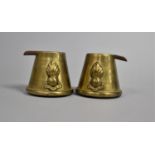 A Pair of WWI Copper and Brass Trench Art Ashtrays, Both with Royal Artillery Ubique Flaming Bomb