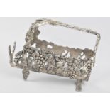 A Mid 20th Ventury Silver Plated Wine Bottle Holder Decorated with Vines and Grapes, 24cms Long
