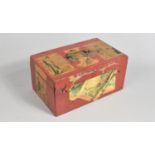 An Edwardian painted Sewing box with removable Tray and Chinoiserie Panels to Hinged Lid and