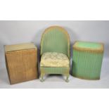 Three Pieces of Mid 20th Century Lloyd Loom, Two Laundry Baskets and a Nursing Chair