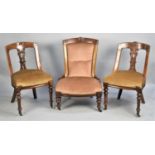A Pair of Late 19th/Early 20th Century Mahogany Framed Tub Chairs with Velvet Upholstery both with