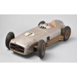 A Vintage JNF Western German Tin Plate Mercedes Benz Racing Car in Silver, with Battery Operated
