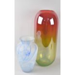 Two Modern Italian Coloured and Opaque Glass Vases, 50cms and 29.5cms