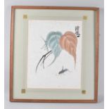A Framed Oriental Print, Cricket, 25x29cm