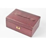A Late Victorian/Edwardian Leather Covered Jewellery Box with Hinged Lid, Inner Removable Tray,