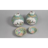 A Pair of 20th Century Chinese Ginger Jars Decorated in the Famille Rose Palette with Bird and