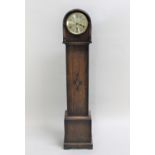 An Edwardian Oak Westminster Chime Grandmother Clock with Key and Pendulum, 129cms High