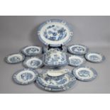 An Early 20th Century Blue and White Transfer Printed "Yuan" Pattern Dinner Service by Wood & Sons