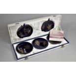A Mid 20th Century boxed Japanese Set of Five Cobalt Blue Fukagawa Porcelain Dishes, Each 12.5cms