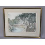 A Large Framed Print After Francis Russell Flint, "My Father Painting at Brantone, France", Signed