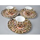 Three Early 20th Century Royal Crown Derby Trios, to Comprise Three Cups, Three Saucers and Three