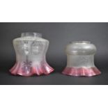 Two Late 19th/20th Century Cranberry Glass Shades, the Larger Example with Frosted Decorated Body