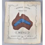 A Rare WWI Menu for "Somme Xmas" France 1916, The Sergeants Mess, 15th Battalion Australian Imperial