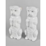 A Pair of Continental Creamware Studies of Seated Begging Dogs, 10cms High