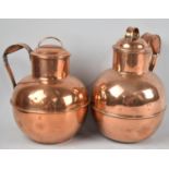 Two Copper Guernsey Lidded Jugs, Tallest 24cms High