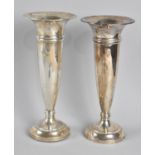 A Pair of Silver Trumpet Vases with Weighted Bases, 20.5cm high, Birmingham 1924