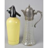 A Mid 20th Century Moulded Glass and Pewter Claret Jug and a 1960s Sparklet Soda Syphon