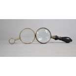 Two Small Magnifying Glasses, One with Brass Handle, Larger 13cms Long
