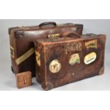 Two Vintage Leather Travelling Trunks, The Smaller Case by Douthwaite's and the Larger H. J.