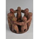 A Modern Aztec Mayan Exterior Tealight Stand in the Form of Circle of Seven Figures, 23cms Diameter