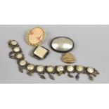 A Small Collection of Jewellery to Comprise Cameo and Mother of Pearl Brooches, Bracelet and a
