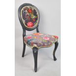 A Upcycled Victorian Balloon Back Chair, the Mahogany Frame Now Repainted in Dark Grey and