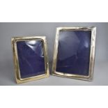 Two Silver Photo Frames, both with Birmingham 2002 Hallmark, 16.5cm x 21.5cm and 21.5cm x 27.5cm,