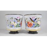 Two Late 19th/Early 20th Century Continental Porcelain Jardinières Hand Painted with Flowers and