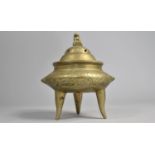 A 20th Century Bronze Three Legged and Lidded Censer, Seal Mark to Base, Temple Dog Finial, 14cms