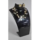 A Pair of Vintage Clip Earrings Together with Faux Pearl and Faceted Glass Spaced Necklace