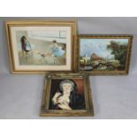 A Collection of Two Framed Oils and a Ballet Print