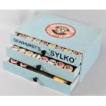 A Vintage Dewhurst's Sylco Advertising Haberdashery Counter Three Drawer Chest Containing a small