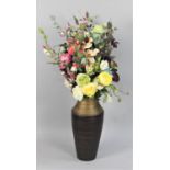 A Large Tapering Vase Filled with Artificial Flowers, Overall Height 100cms