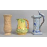 A Wade Budgie Jug, Further Wade Vase and a Burleigh Ware Garden Pattern Jug, Tallest 25cm high