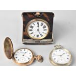 A Gold Plated Full Hunter Pocket Watch, a Nickel Open Face Pocket Watch and a Tortoiseshell and