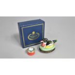 A Halcyon Day Enamel Bonbonniere in the Form of a Duck Together with a Small Goose Decorated Box