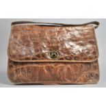 A Vintage Crocodile Skin Ladies Handbag, 32cm wide